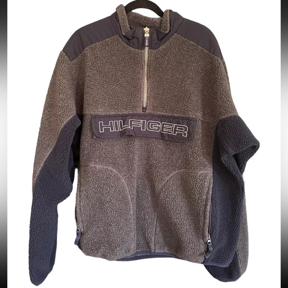 Vintage Tommy Hilfiger Spellout Fleece Pullover 90’s Y2K Sweater Men’s Large